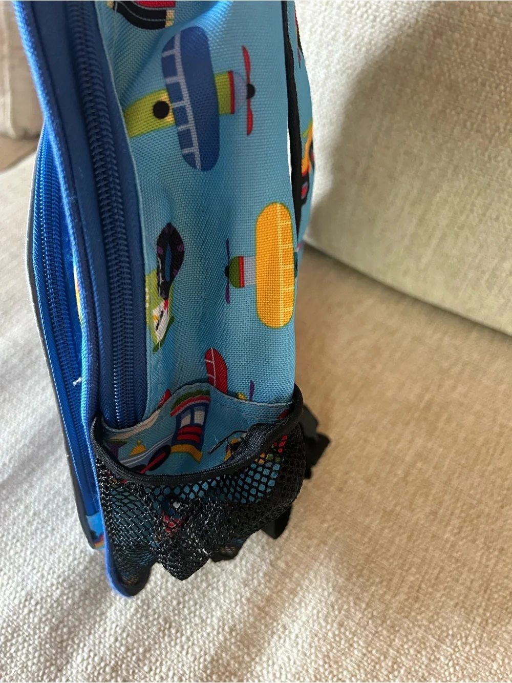 Kids Light Blue Vehicle Print Backpack